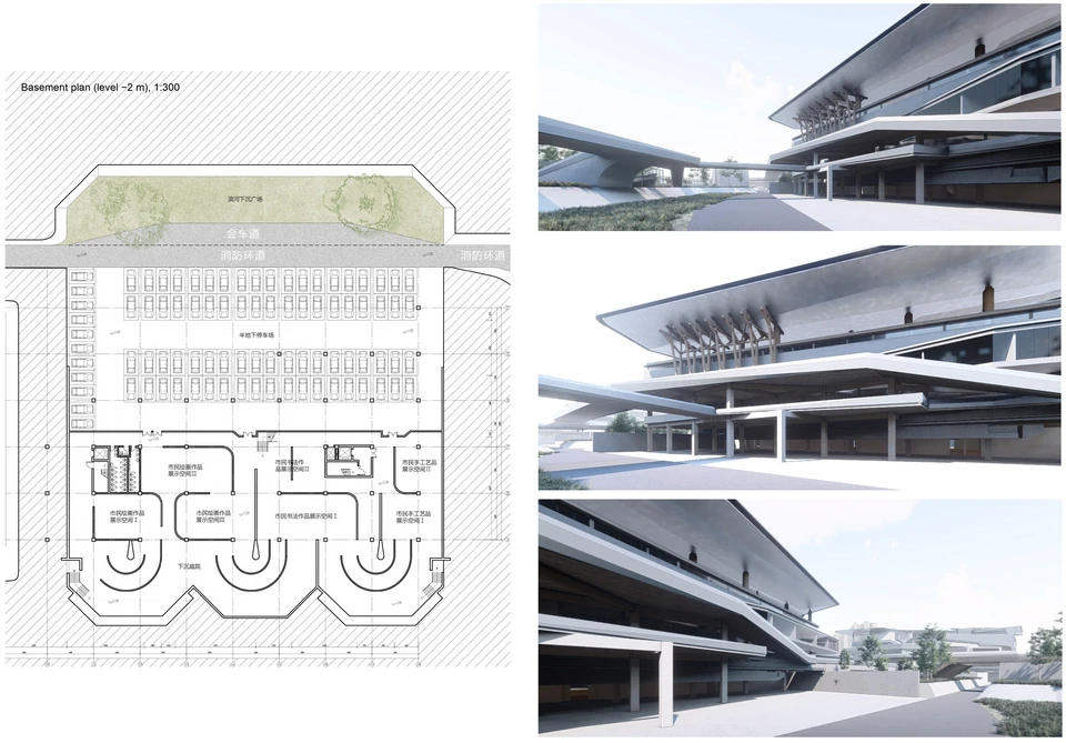 亲子中心负一层平面与外部空间 / Family centre basement plan and exterior spaces