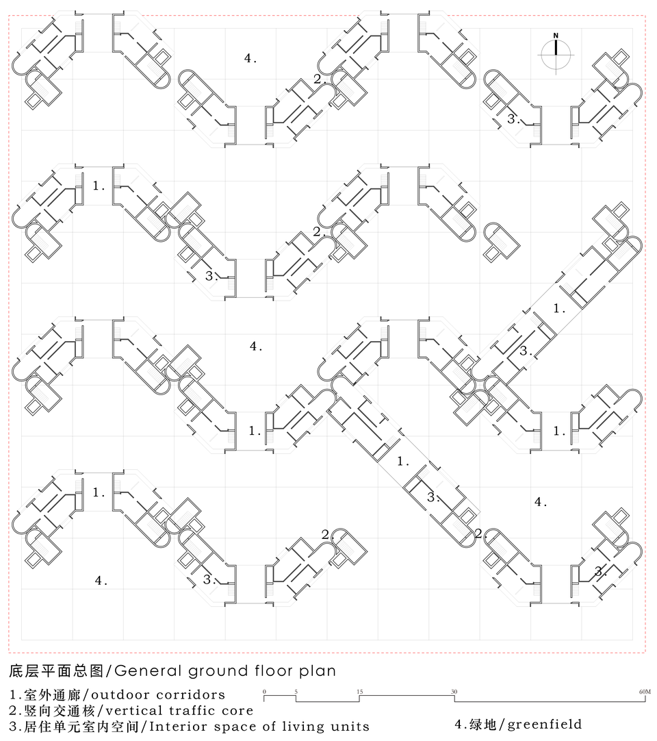 群体底层平面 / Ground-level site plan