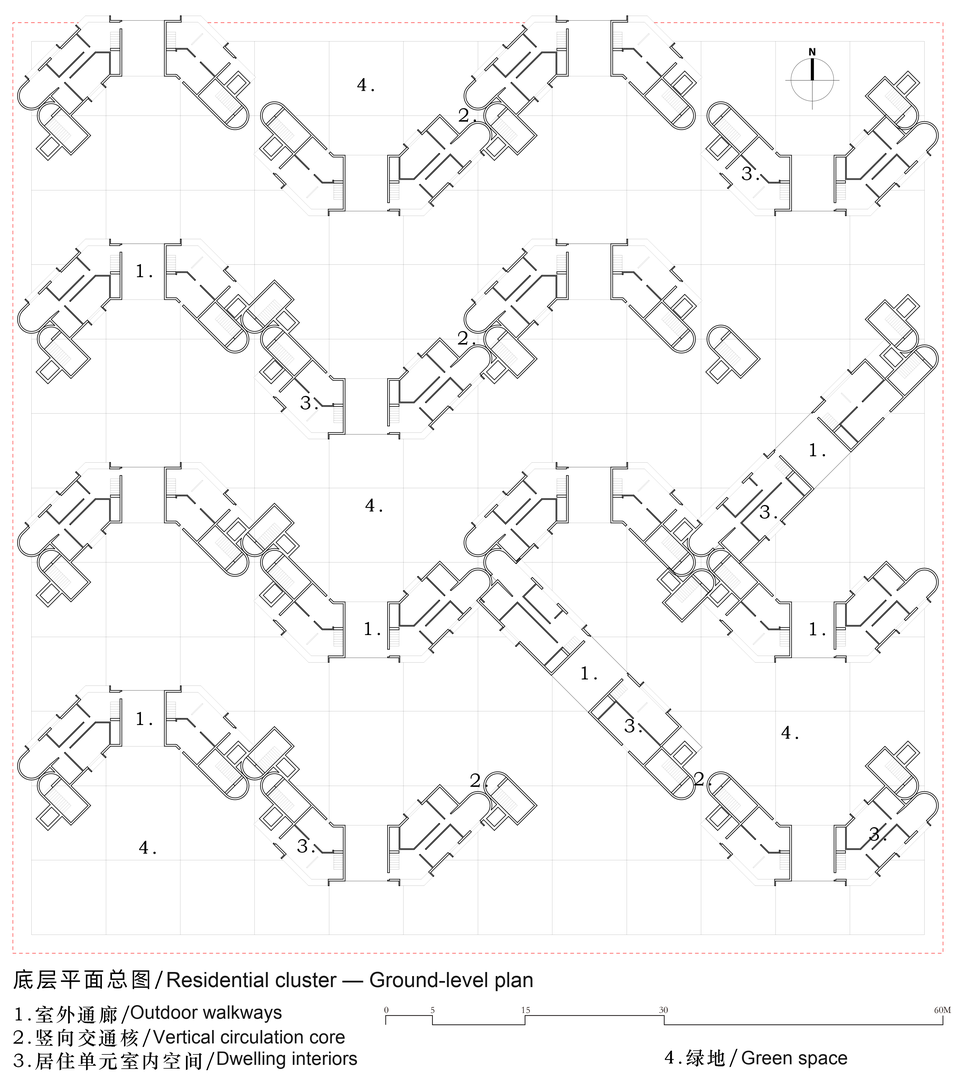 群体底层平面 / Ground-level site plan