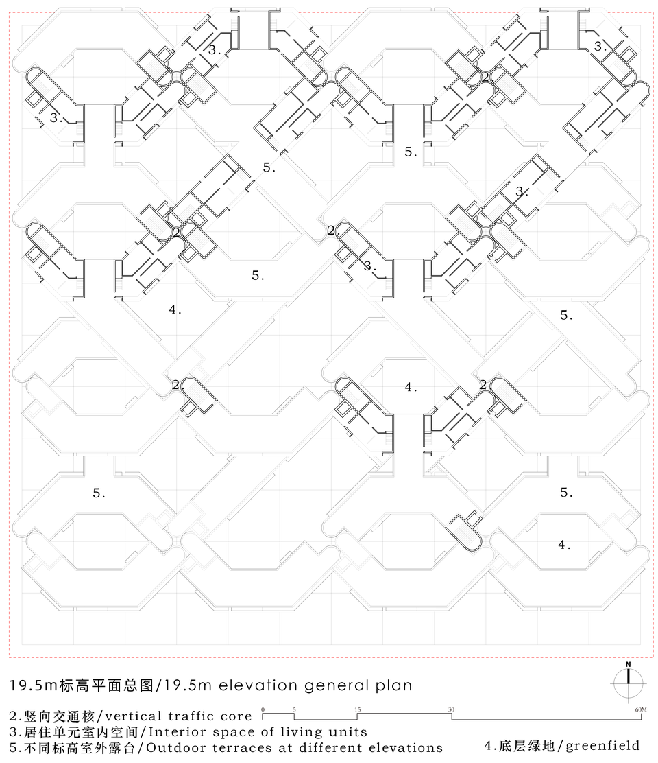 群体 19.5 m 标高平面 / Site plan at +19.5 m