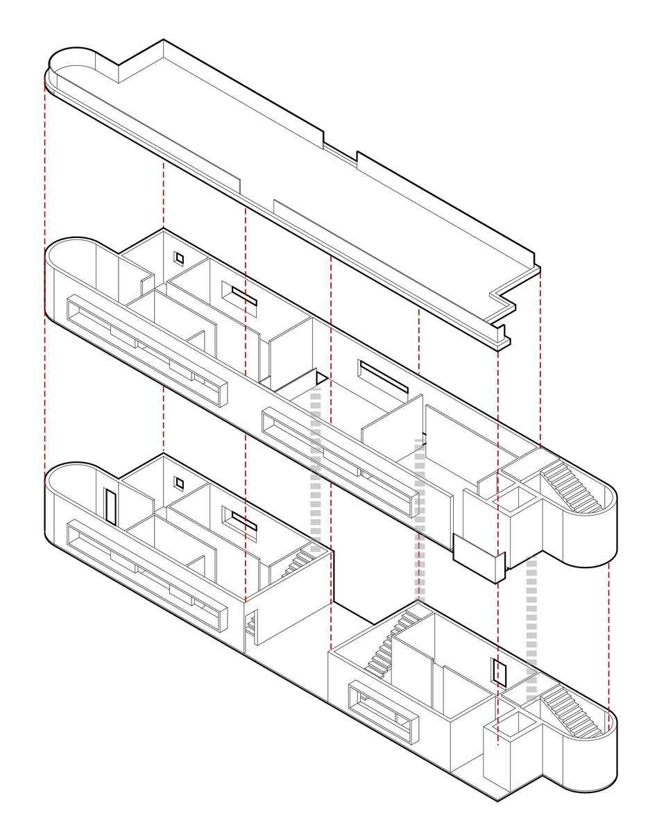 连接单体分解轴测 / Connecting unit exploded axonometric